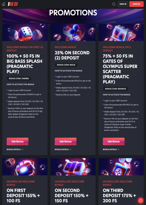 Willkommens-Pake 1Red Casino