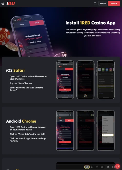 Mobile-Optimierungs 1Red Casino